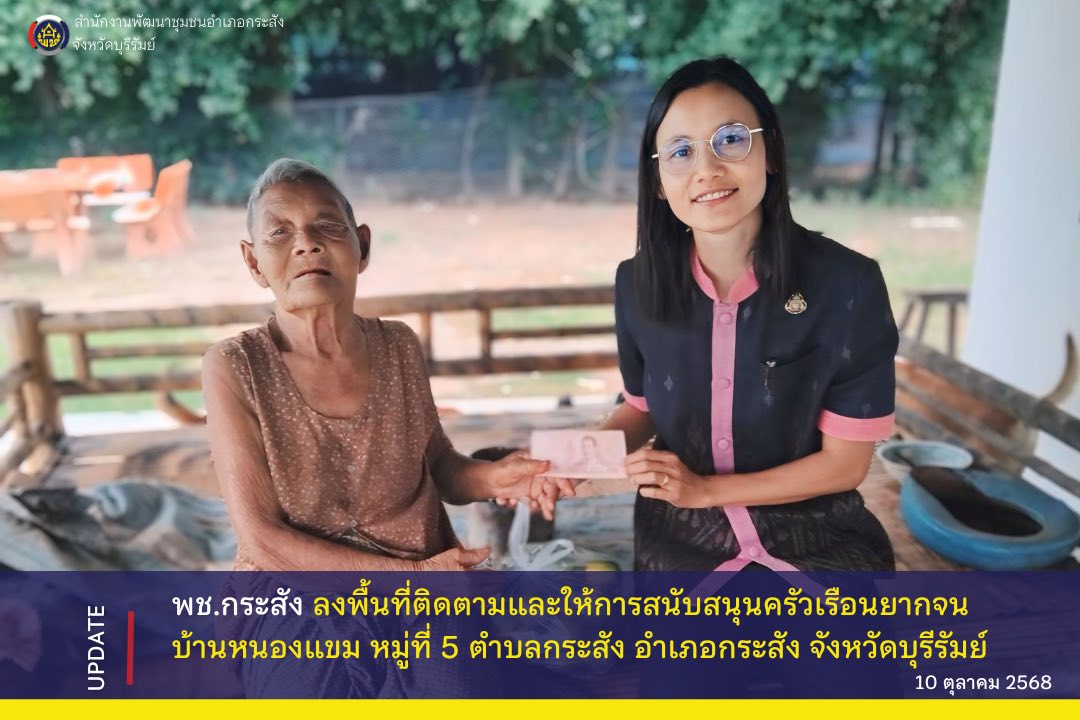 CDD KRASANG : GROWTH TEAM KRASANG พช.กระสัง ลงพื้นที่ติดตามและให้การสนับสนุนครัวเรือนยากจน บ้านหนองแขม หมู่ที่ 5 ตำบลกระสัง อำเภอกระสัง จังหวัดบุรีรัมย์