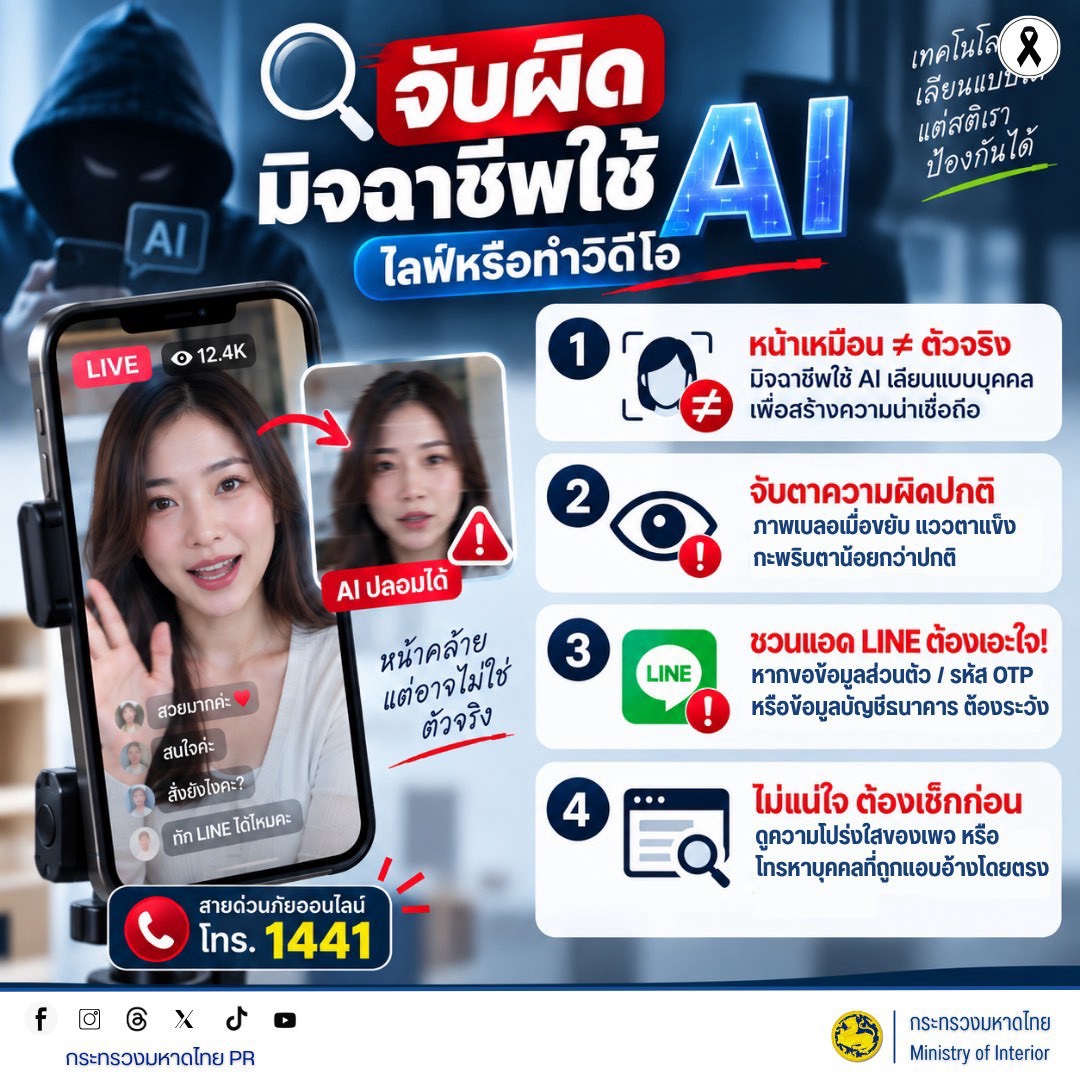 📢 CDD KRASANG : GROWTH TEAM KRASANG PLUS 🤖🚨 หน้าเหมือน เสียงใช่ แต่ตัวจริงอาจไม่ใช่! AI ปลอมได้ อย่าไว้ใจจนเสียทรัพย์ 📱💸